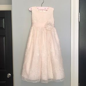 Peach flower girl/formal dress with flower detail